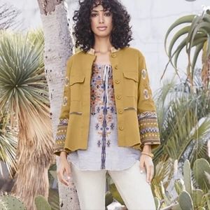 Johnny Was Amika Peplum Military Jacket Size L